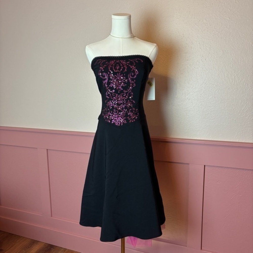 y2k grunge punk corset dress ruby rox NWT sz 6 black & pink radio rebel vibes